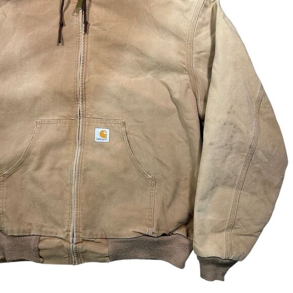 Vintage 1990s Carhartt Faded Zip Thermal Lined Hooded Jacket Coat - Picture 2 of 5